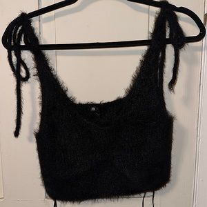 Zara fuzzy tie strap tank top